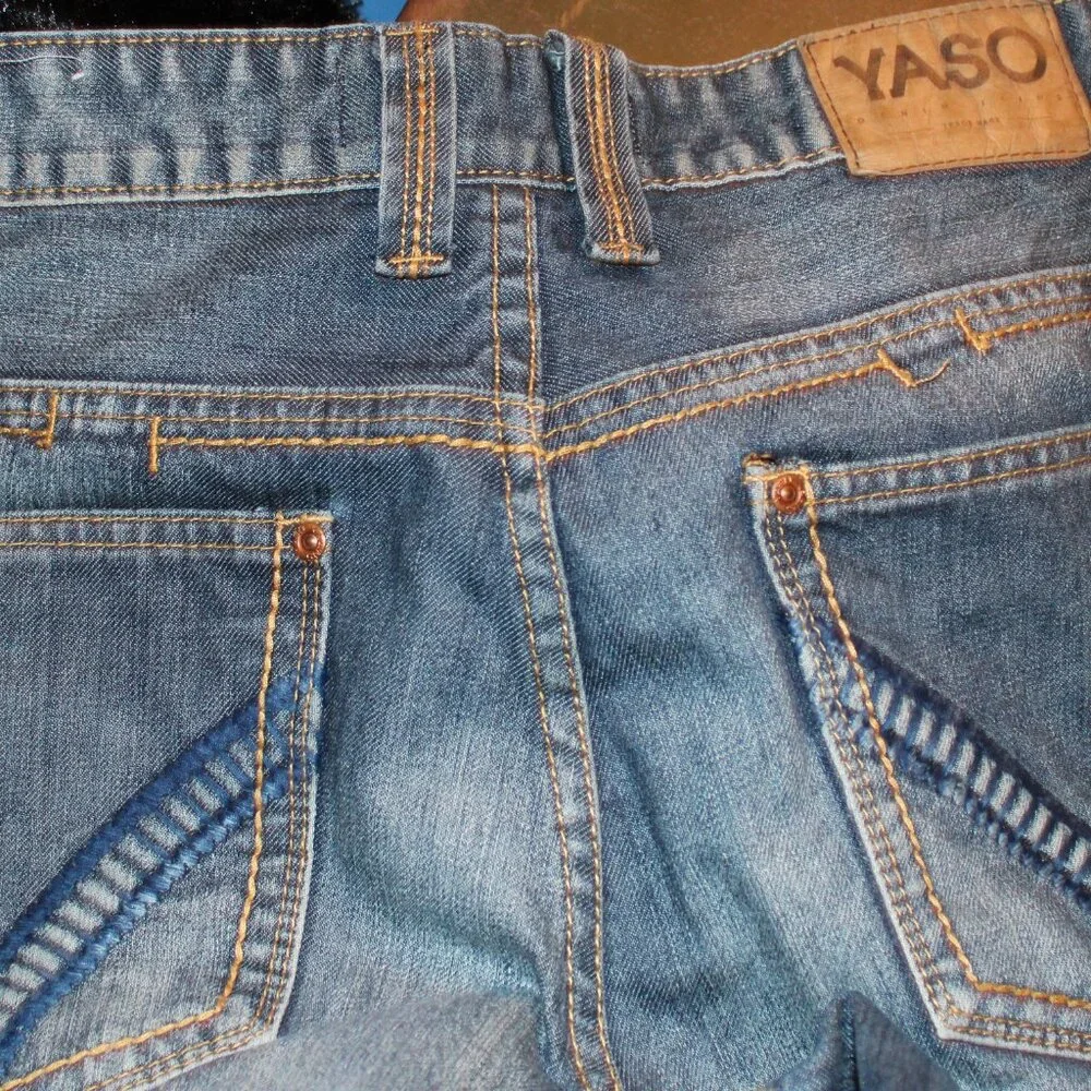 Vintage Yaso Jeans Size 34x33 Y2K Distressed Denim Men’s Grunge Streetwear Pants